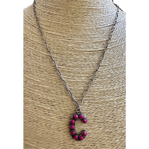 Initial Necklace Hot Pink Barbie Western Nashville ￼P, N, T, S, R, C, E, M - Picture 8 of 10